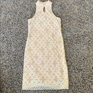 Women’s Beige dress with white lace pattern